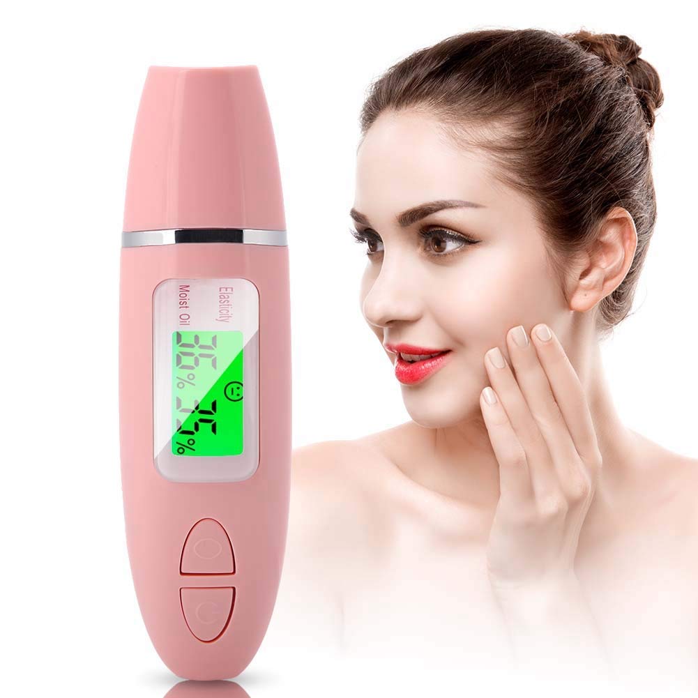 skin detector, Skin Moisture Tester, Portable Digital LCD Display Precision Skin Sensor Tester,Face Moisture Water Oil Analyzer for Home Travel Beauty Salon, Detect the Fluorescent
