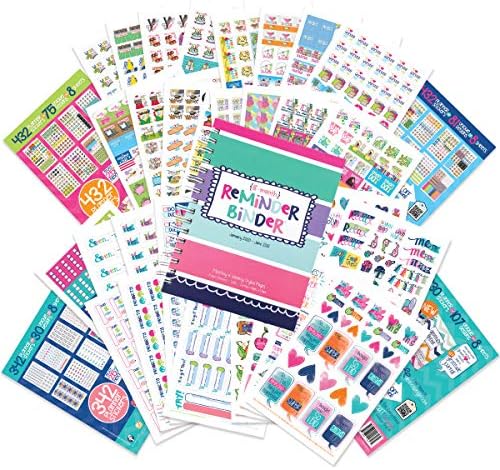 Reminder Binder 2020-2021 18-Month Planner + (4) Sticker Sets Weekly & Monthly Views, 6.5"x8.5", Twin-Wire Binding, Hard Cover, Elastic Closure, Planner Stickers, to-Do Lists, Pockets, Tab Dividers