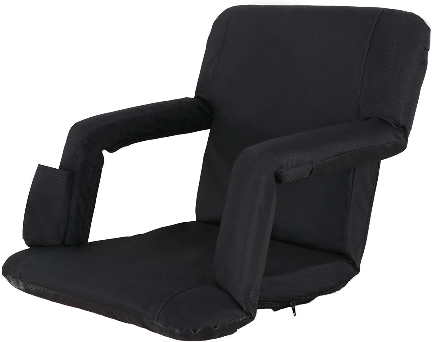 HomGarden Portable Stadium Seat Chair for Bleachers Benches w/Padded Cushion Backs, Armrest, 6 Reclining Positions Folding Grandstand Seats - Water Resistant (Black)