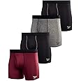 Reebok Men's Boxer Briefs - 4 Pack Soft Performance Boxers for Men with Fly Pouch - Quick Dry Active Mens Underwear Pack S-XL, Size X-Large, Black/Fig/Grey