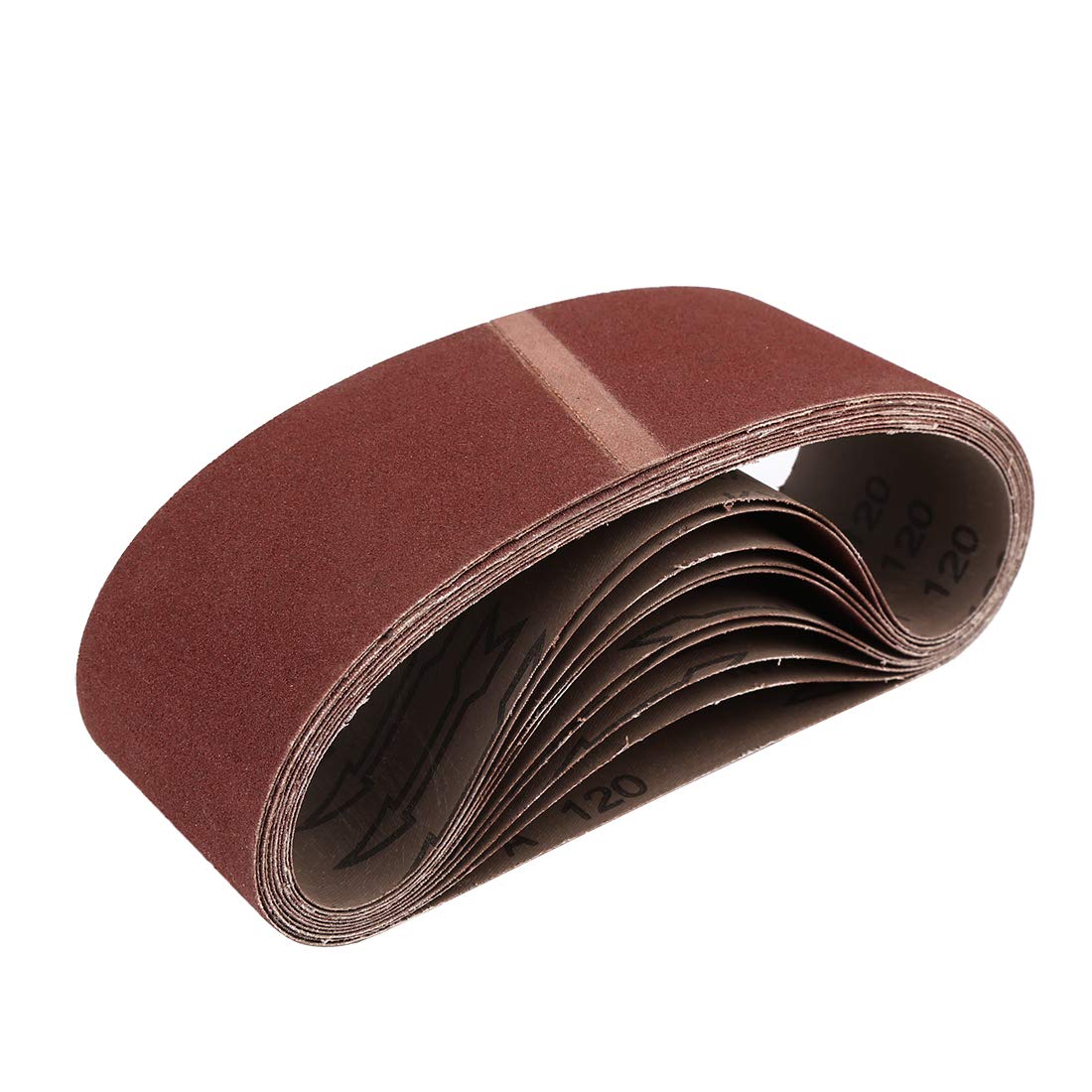 sourcingmap 3x21 Inch 120 Grit Aluminum Oxide Sanding Belt Sandpaper 10 Pcs
