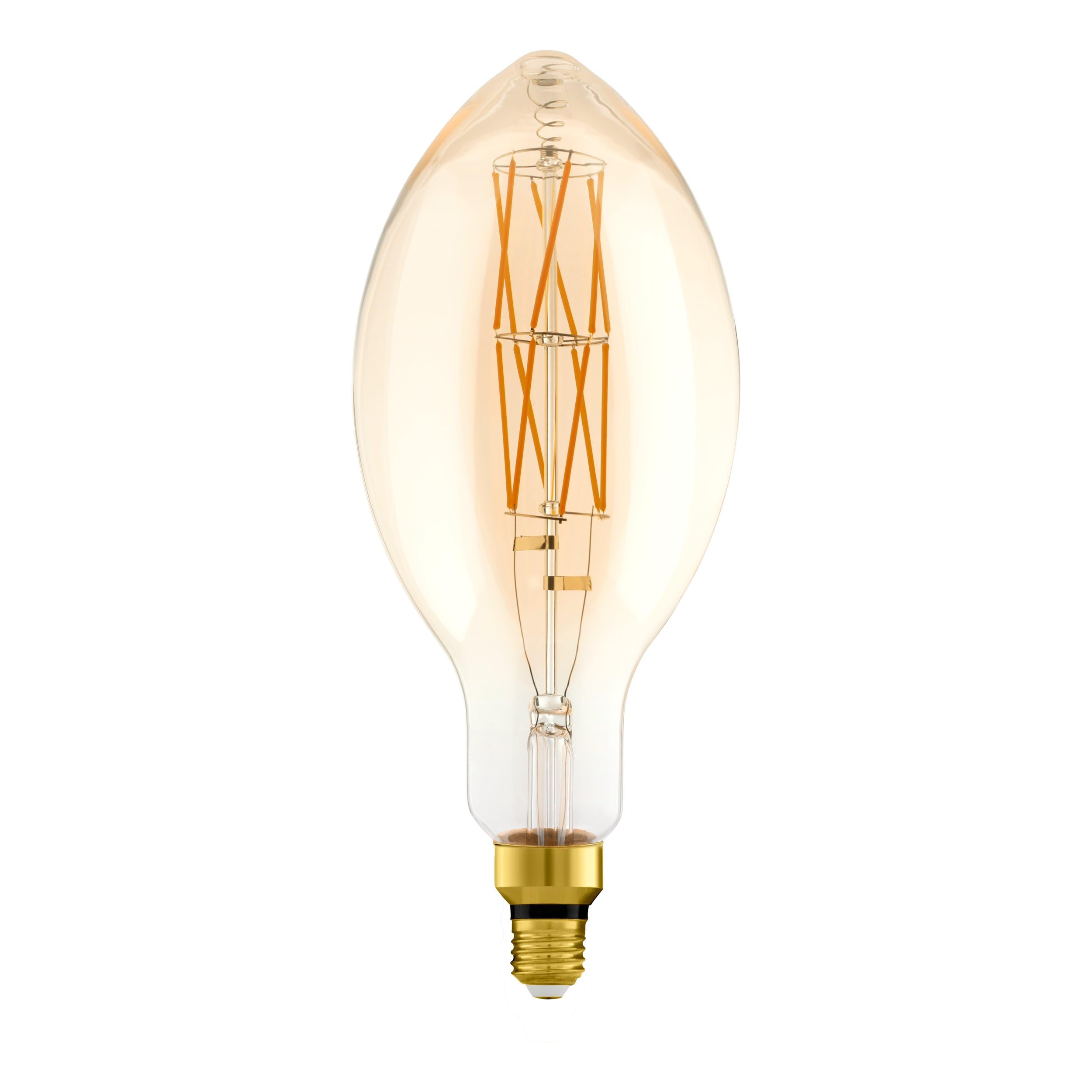 Eglo Dimmable E27 Filament LED Candle Light Bulb Big Size, Extra-Large Amber Vintage Edison lamp, 8 watt (Equivalent to 60 watt), 806 Lumen, Warm White Glow, 2100 Kelvin, E140, Ø 5.5"