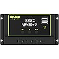 TOPSOLAR 20A 12V/24V PWM Solar Charger Controller w/ LCD Display for AGM, Gel, LiFePO₄ and Flooded Battery.