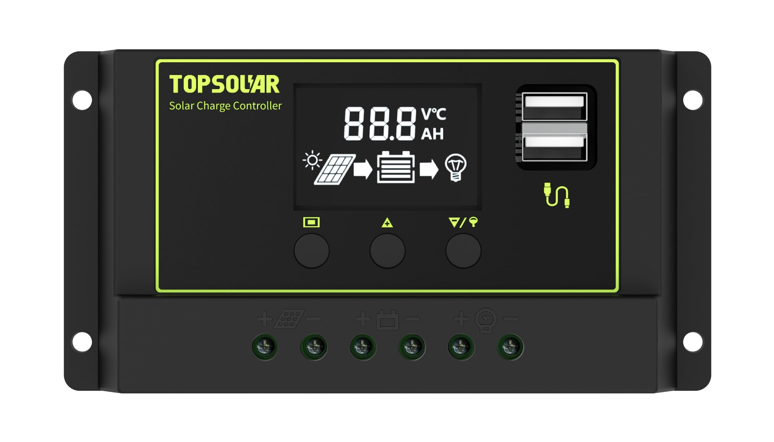 TOPSOLAR 20A 12V/24V PWM Solar Charger Controller