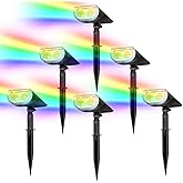 Linkind Solar Lights Outdoor StarRayS, Color Changing Solar Spot Lights, IP67 Waterproof Solar Spotlights for Landscape Garden Pathway Walkway (Multicolor, 6 Pack)