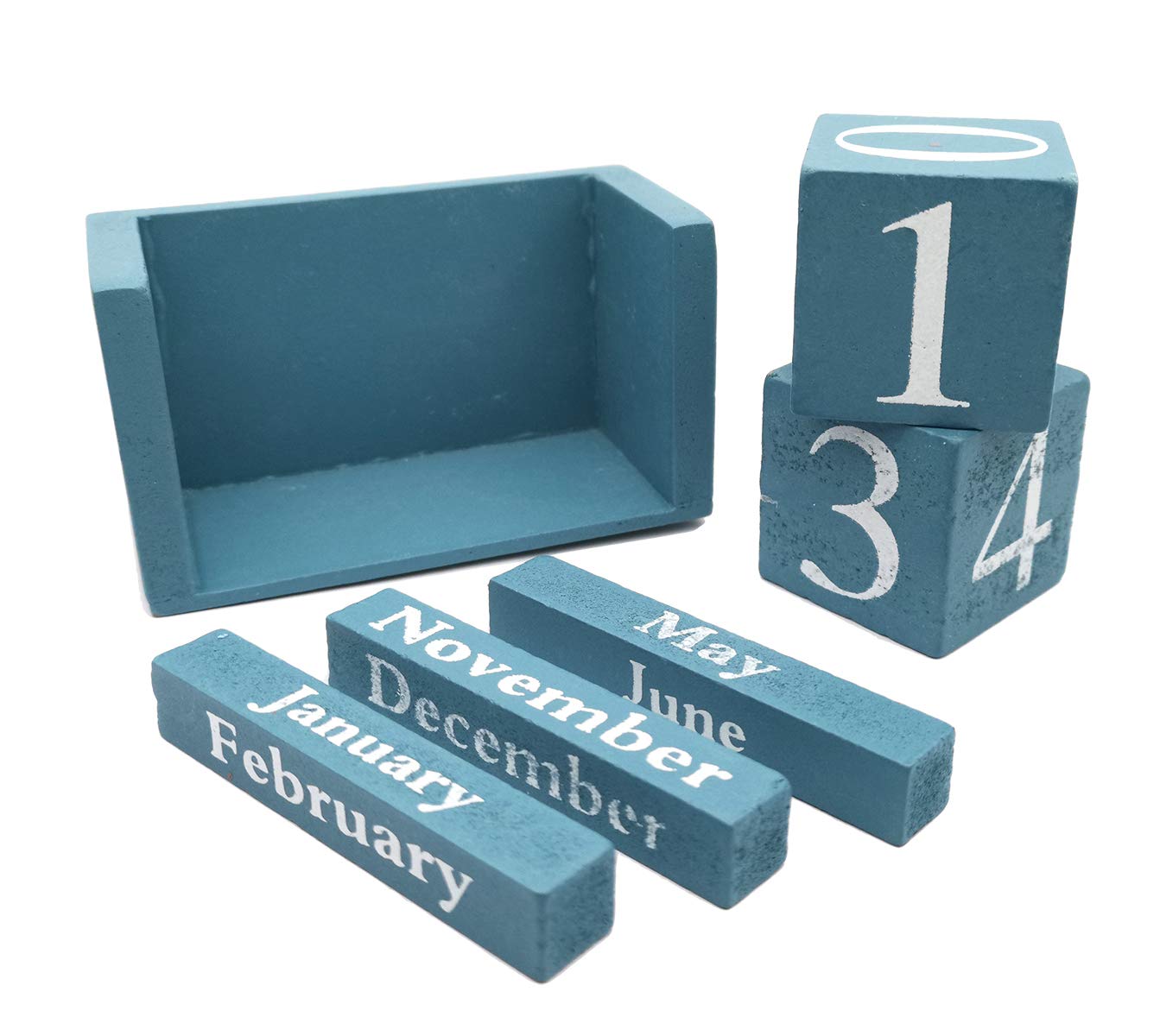 3.7 x 2.1 x 1.7 inches Small Wooden Desk Blocks Calendar Perpetual