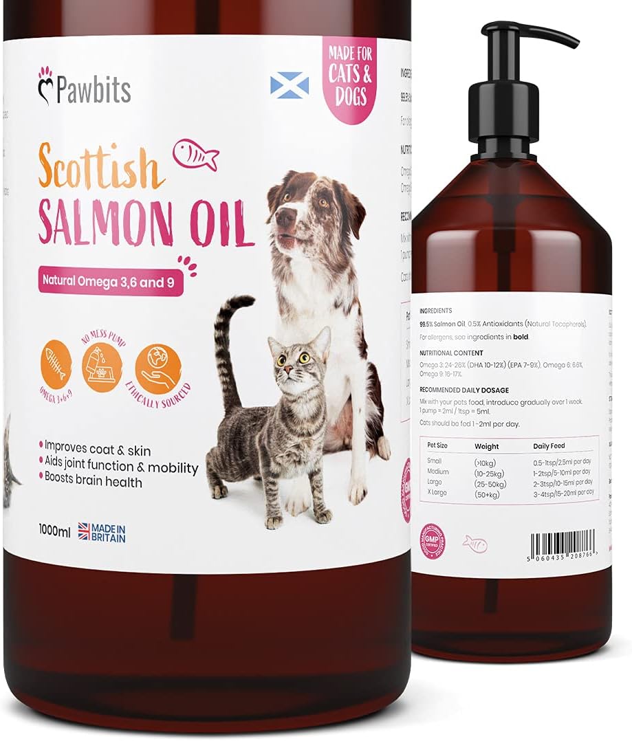 Pawbits 1 Litre Scottish Salmon Oil For Cats & Dogs - Omega 3+6+9