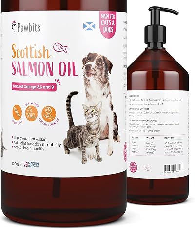 Pawbits 1 Litre Scottish Salmon Oil For Cats & Dogs - Omega 3+6+9