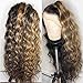 Fureya Ombre Honey Blond Color Glueless Lace Front Wigs Loose Curl Wigs Heat Resistant Synthetic Wedding Wedding Party Wigs 24 inch (1B/27#)