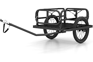Goplus Bike Cargo Trailer, Heavy-Duty Bicycle Wagon Cart with Universal Hitch & 41 cm Large Tires, 100 kg Capacity, Metal Lug