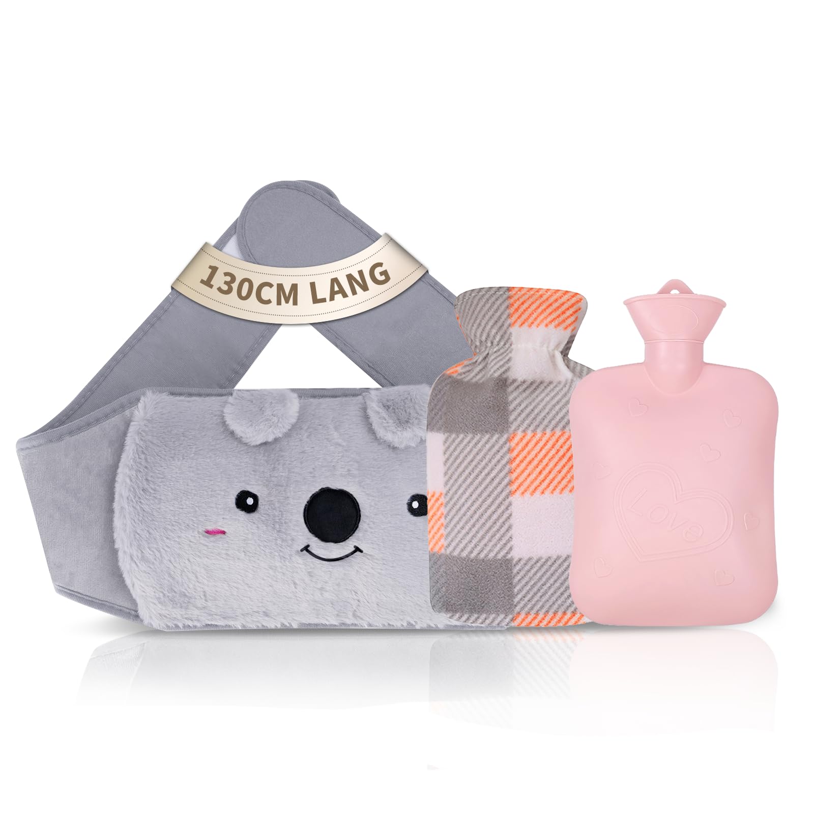 Hot Water Bottle, Rubber Hot Water Bottle Belt with 2 Pack Warm Soft Waist Plush Cover, Hot Water Bag for Pain Relief for Neck, Back, Shoulder and Legs (rabbit1)