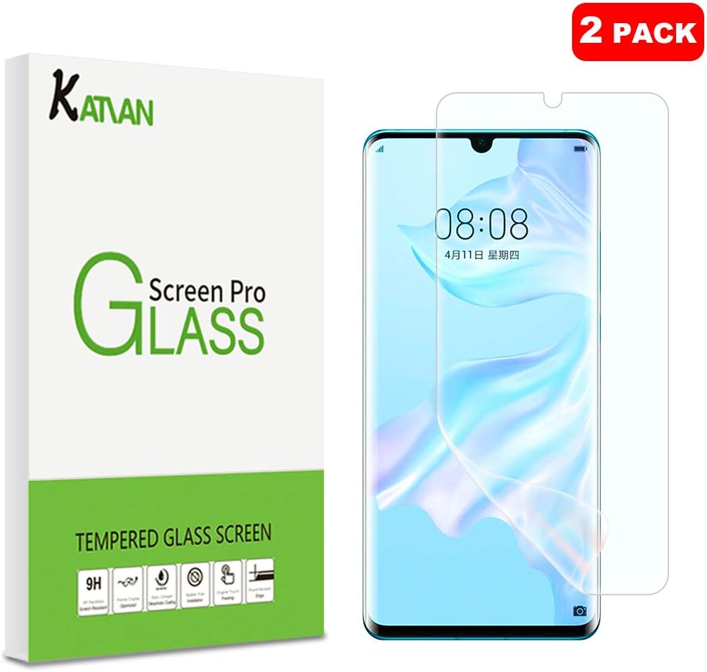 KATIAN [2 Pack Screen Protector for Huawei P30 Pro, Liquid Skin Film with Easy Alignment Frame, [Scratch Resist] [Edge to Edge] TPU Soft Protective Protector (Not Glass)