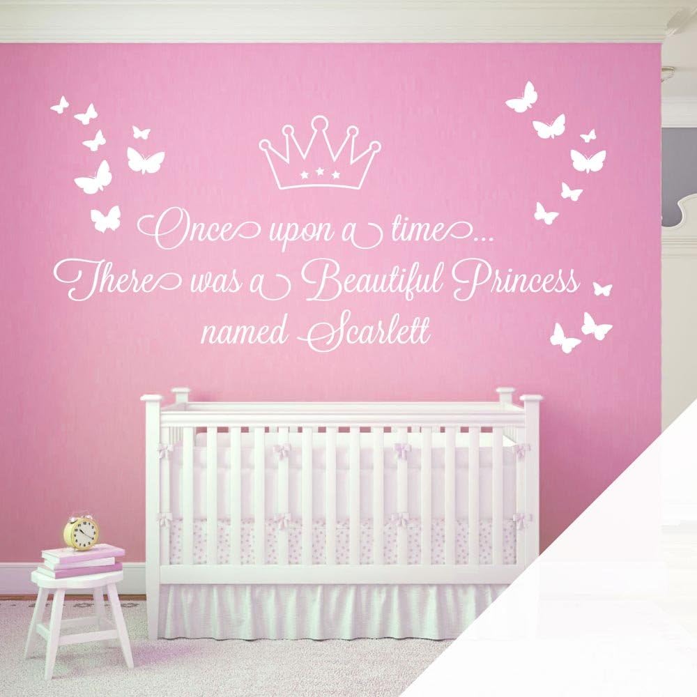 Once upon a time, there was a Beautiful Princess - Girls Name Wall Art Sticker [White]