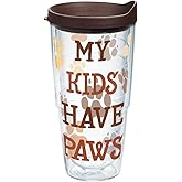 Tervis My Kids Have Paws Tumbler with Wrap and Brown Lid 24oz, Clear