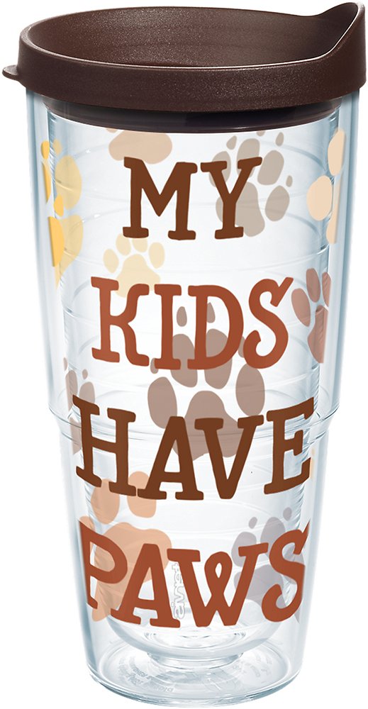 Tervis 1247870 My Kids Have Paws Tumbler with Wrap and Brown Lid, Tritan, Clear