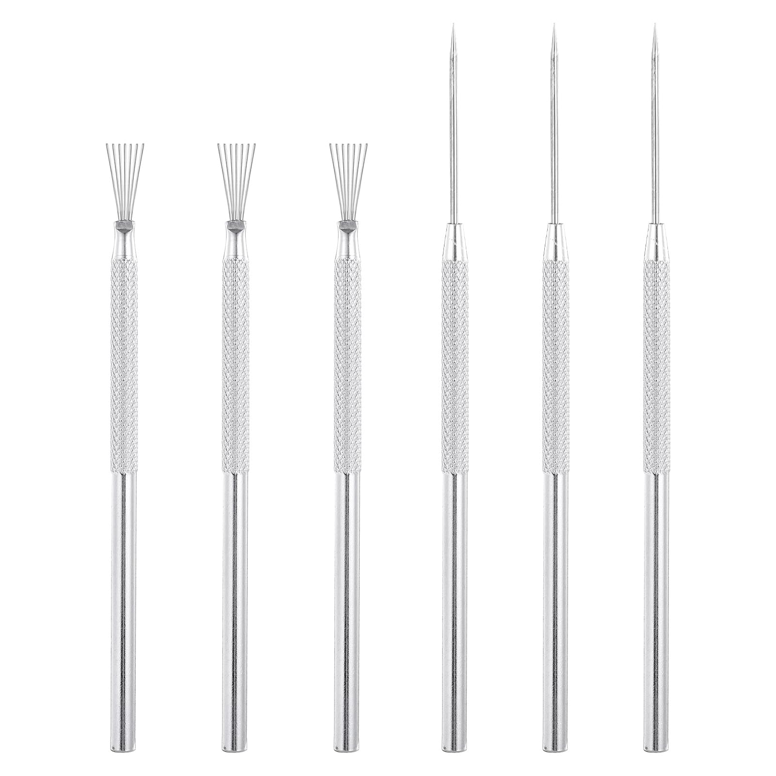 ORUZA 6Pcs Clay Pottery Sculpture Needle, Clay Pottery Sculpture Feather Wire Texture + Needle Detail Tools, Clay Needle Tool, Pottery Sculpture Needle Tool for Carving Scraping