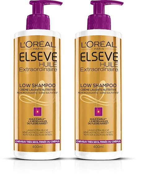 L'Oréal Paris Elsève Low Shampoo Nutrition Frisés, Crépus, sehr trocken, 400 ml, 2 Stück