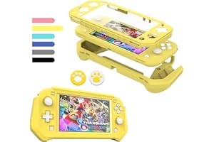 FIWWAT Switch Lite Case Protective Case for Nintendo Switch Lite, Compatible Nintendo Switch Lite Screen Protector Cover Hand Grip Case with Detachable TPU+Built-in PC Screen，Yellow