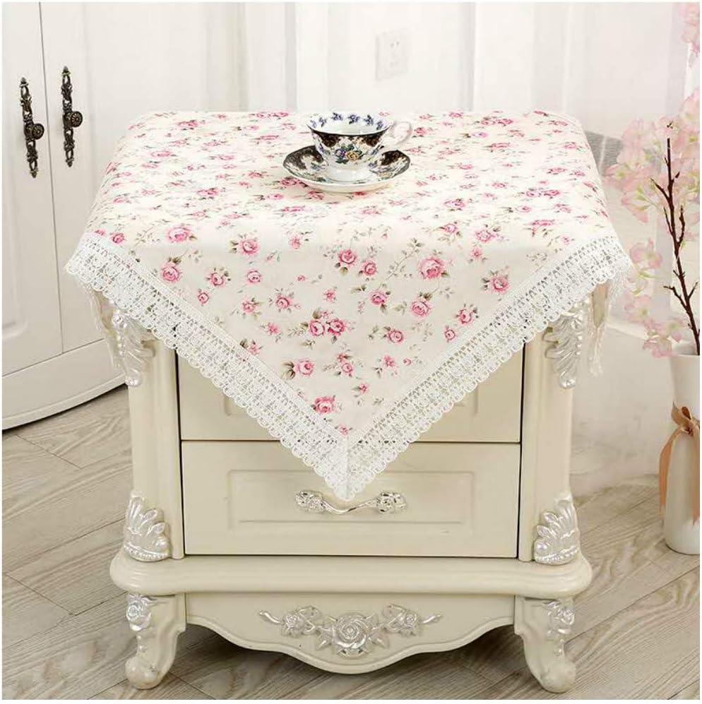 Amazon Com Bettop Tablecloth Bedside Tablecloth Bedside Tablecover Bedside Table Dustcover Bedside Tabletop Home Decoration Table Covering Doilies For Furniture Bedside Table Placemat Pastoral Pink Kitchen Dining