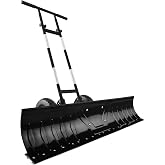 Best Choice Products 48in Heavy-Duty 2-Wheel Snow Pusher Hand Plow for Snow Removal w/Wheels, Adjustable Handle, Blade Angle - Black