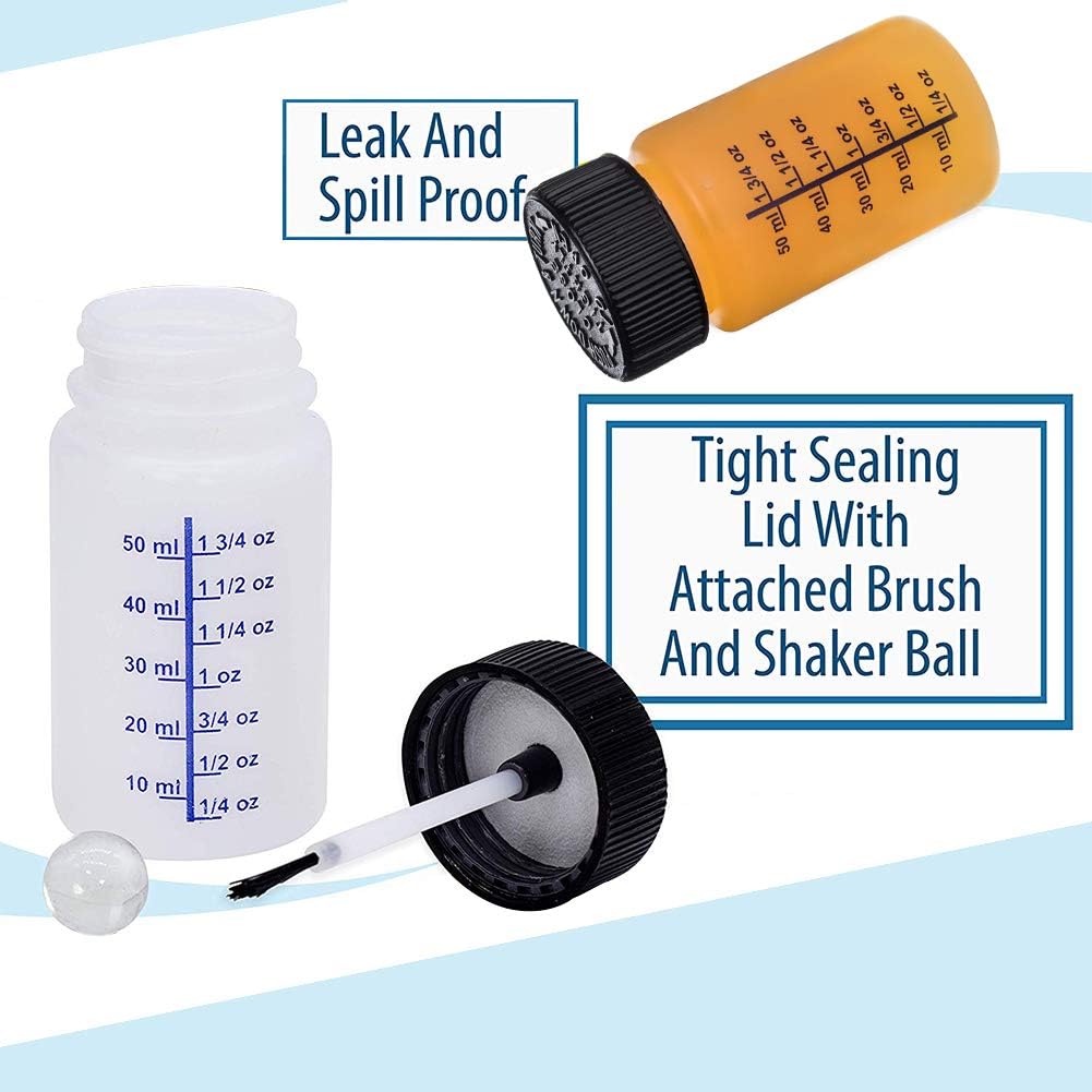 BENECREAT 12 Packs 50ml Touch Up Paint Bottles with Child Resistant Brush Caps and Mixing Balls, 1 Brush - Image 5