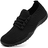 GLYGML Womens Barefoot Shoes Minimalist Walking Trainers Zero Drop Sole Slip On Yoga Casual Sneakers Lightweight Breathable Indoor House Shoes All_Black Size US 8