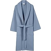 SALBAKOS Home1961 Collection Unisex Waffle Bathrobe – Lightweight 100% Cotton Spa Robe – Blue -XXL
