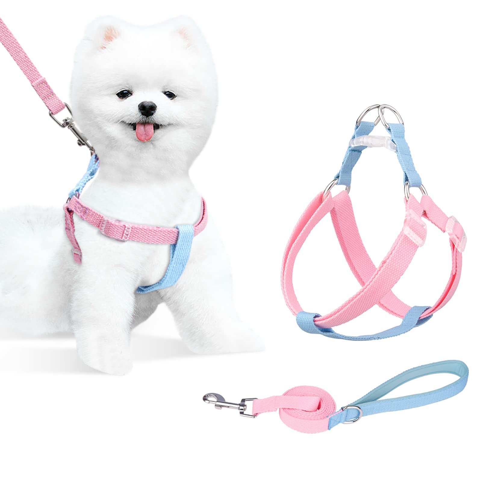 WWW Dog Harness & Leash Set Adjustable No Pull Safe Nylon Pet Harness with Leash for Outdoor Walking,Suitable for Small to Medium Dog,S