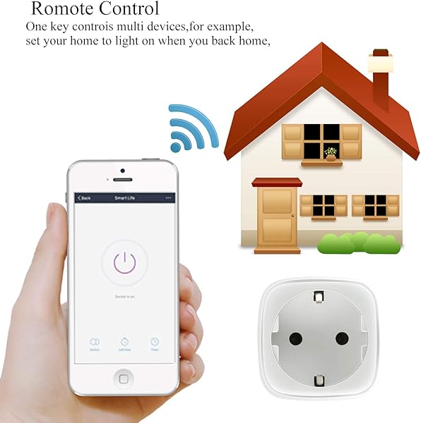 El enchufe inteligente HerePow 13A Wifi se puede utilizar con Alexa y Google Home interruptor de enchufe temporizador de control remoto inalmbrico No se requiere concentrador 2 4Ghz 4 paquetes