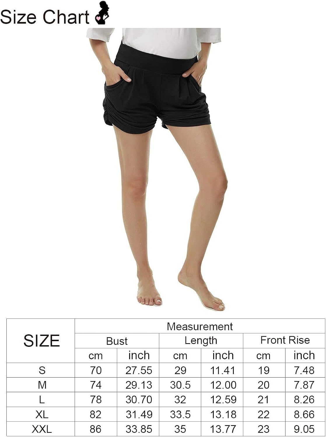 Liu & Qu Womens Maternity Shorts Underbelly Comfy Side Ruching Pregnancy Short Pants with Pockets at  Women’s Clothing store