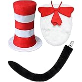 Hat in Red White Striped, Hats Bow Tie Set, Costume Set, Cosplay Party Halloween Accessories