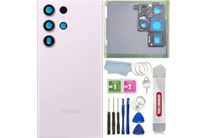 LJH-TECH Galaxy S23 Ultra Back Glass Cover Replacement Waterproof Housing Door with Camera Glass Lens and Tape Parts for Samsung Galaxy S23 Ultra 6.8 inches +Tools (Lavender)