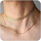 ArixGlvm Herringbone Necklace for Women, 18K Gold Plated Adjustable Layered Choker Necklace, Dainty Vintage Necklace for Fashion Jewelry