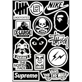 Fashion brands black and white Skateboard Vinyl Sticker Laptop Luggage Car Bumper Cellphone Decals