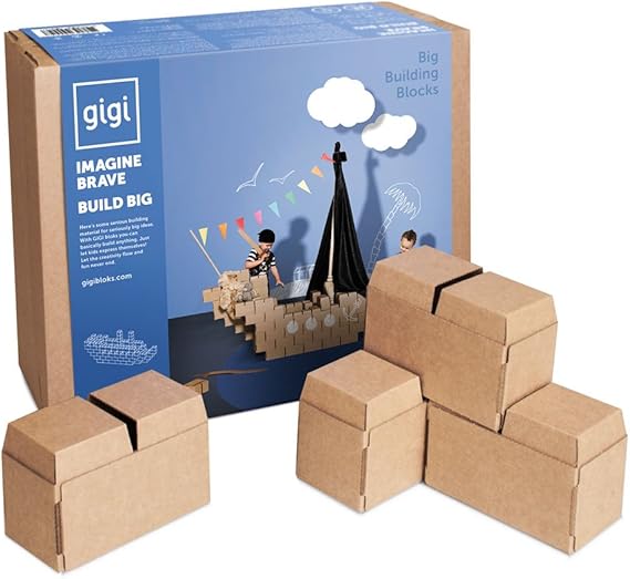 GIGI Bloks Big Interlocking Cardboard Building Blocks (96 Blocks