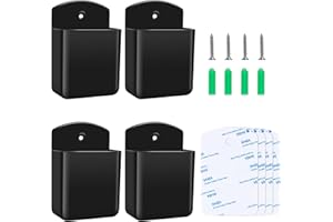 Aecsze 2 PCS Remote Control Holders Wall Mount, Self Adhesive TV Air Conditioner Remote Control Holder, Wall Mount Storage Box Organizer Wall Pen Holder Storage for Home Office School (Black, 4)