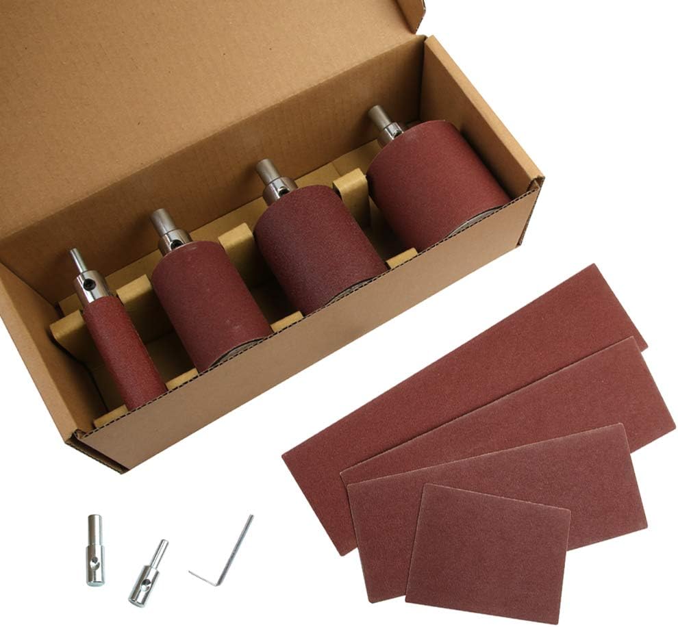 O'SKOOL 4-Piece Sanding Drum Kit with Replaceable Sandpaper for Drill Press -Versatile Contouring and Edge Sanding Tool - Image 4