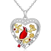 Iringnier Cardinal Necklaces for Women Red Cardinal Necklace Gifts Sterling Silver 925 Heart Pendant Jewelry Memorial Remembrance Christmas Gifts