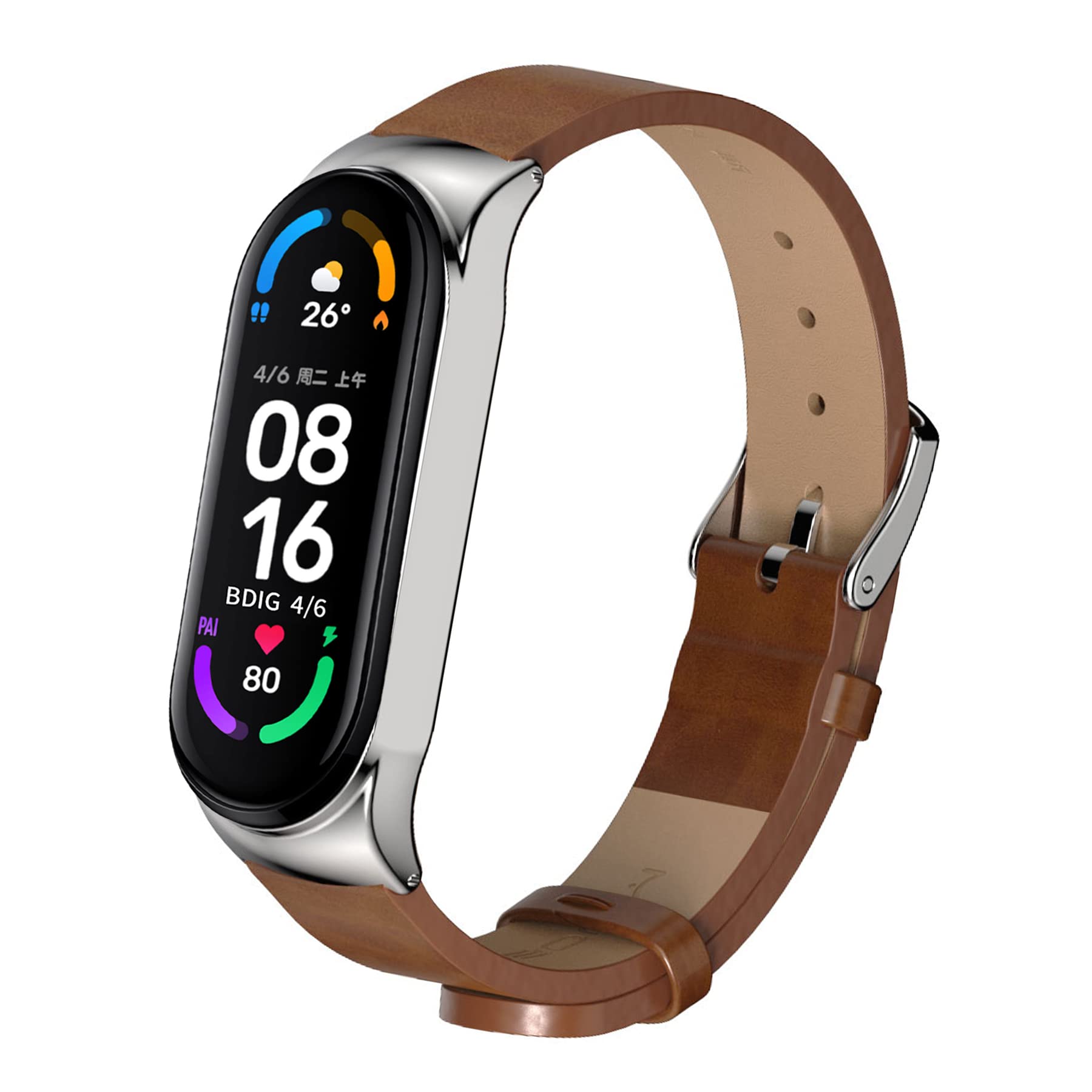 BDIG Strap Compatible with Xiaomi Mi Band 6 Mi Band 5, MiBand 4 Leather Strap Replacement Smart Watch Strap Watch Strap for Xiaomi Miband 3