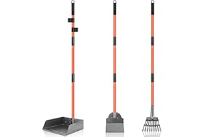 TNELTUEB Scooper Adjustable Long Handle Metal Tray Rake and Spade Poop Scooper for Dogs Pack Poop Scoop Pet Waste Removal Poop Scoop for Large Dogs and Pets Great for Lawns Grass Gravel