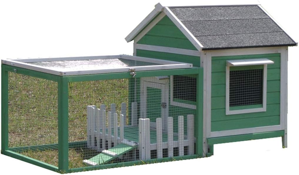 Outdoor Solid Wood Doghouse Waterproof Dog Cage Indoor Medium-sized Indoor Kennel Fence Removable And Washable (Color : GREEN, Size : 146 * 77 * 82CM)