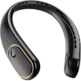 SHEWIND Portable Neck Fan - 5000mAh Rechargeable Hands-Free Wearable Fan | 4 Speeds, Bladeless & LED Display | Personal Cooling Fan for Travel, Outdoors, Camping - Black