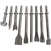 BTSHUB Pneumatic Chisel Set 9pcs Air Hammer Punch Chipping Bits Hammer Drill Tool for Tile Masonry Concrete Brick Stone Work