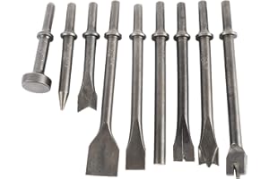 BTSHUB Pneumatic Chisel Set 9pcs Air Hammer Punch Chipping Bits Hammer Drill Tool for Tile Masonry Concrete Brick Stone Work
