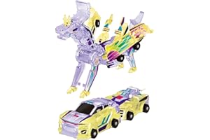 Collision Transforming Dinosaur Car Toy, 2 in 1 Magnetic Transforming Cars & Robot Toy with Collision Transformation, Magneti