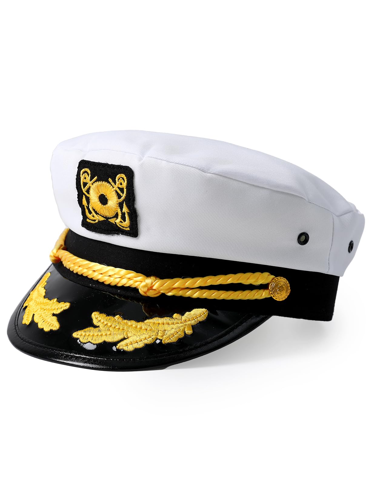 COSAVOROCK Men's Marine Admiral Hat Adult Yacht Navy Sailor Cap White