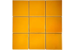 DYARI Set of 9 Ceramic Tiles 3.94 x 3.94 Solid Color Versatile and Long-Lasting Wall and Floor Decor Backsplash Kitchen Bathroom (Yellow Ochre)