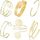 COLOYAN 6PCS Gold Arm Cuff Upper Arm Cuff Bracelets for Women Open Upper Arm Cuff Bangle Adjustable Armband Set Jewelry