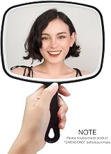 OMIRO Hand Mirror Black Handheld Mirror with Handle Square 3pcs M view 2