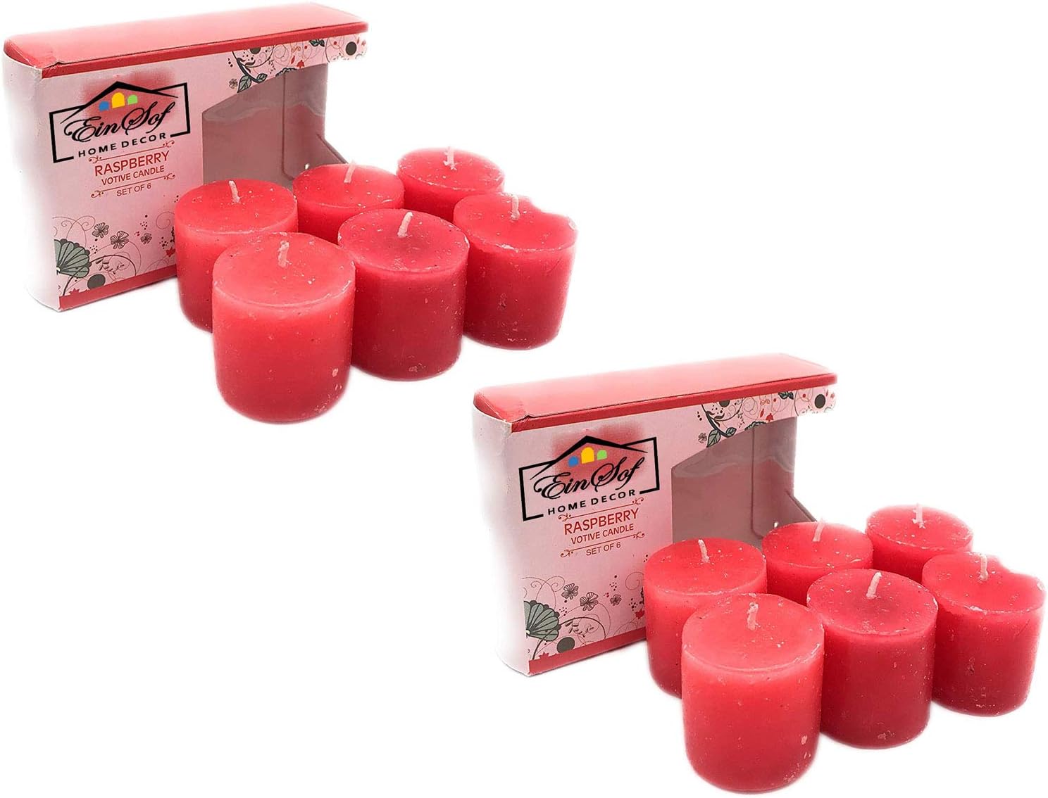 Ein Sof Votive Candles, Scented Candles for Home/Indoors/Rooms (Pack of 12, Raspberry)